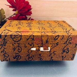 Vintage Decorative Treasure or Jewelry Box with Asian Script Design